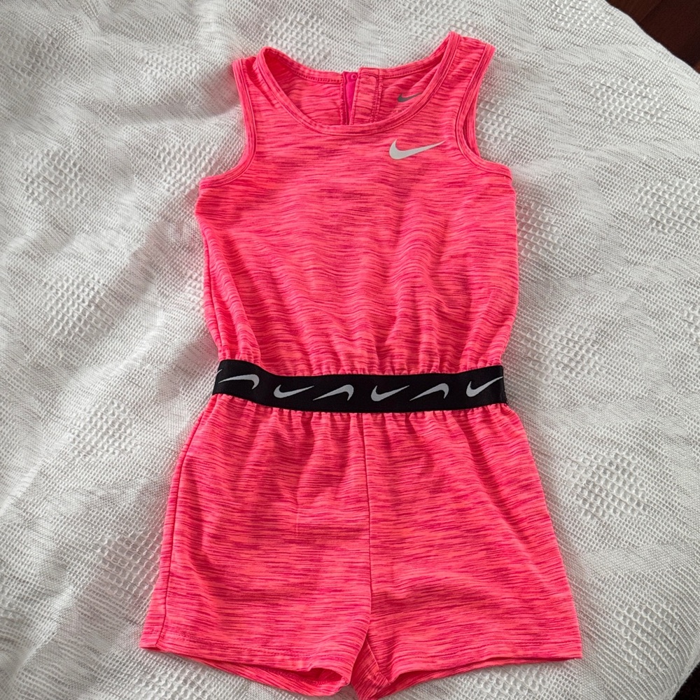 Nike Pink Romper with Black Logo Belt Toddler